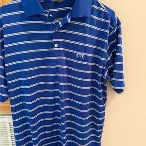Peter Millar Royal Blue and White Striped Polo